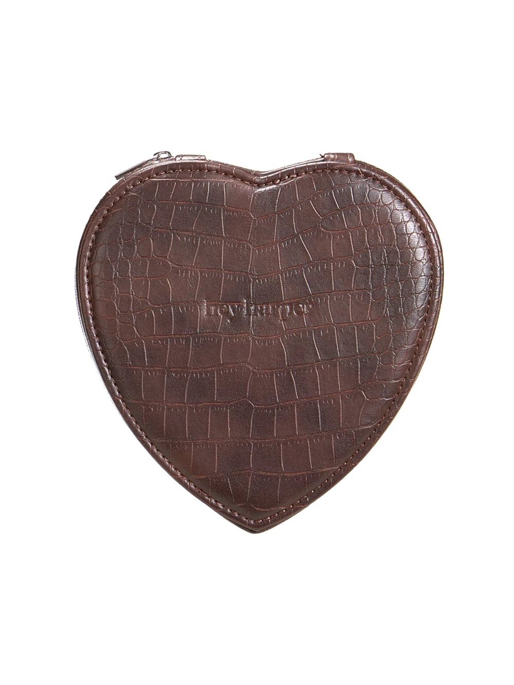 Hey Harper Heart-Shaped Brown Croc-Embossed jewelry case